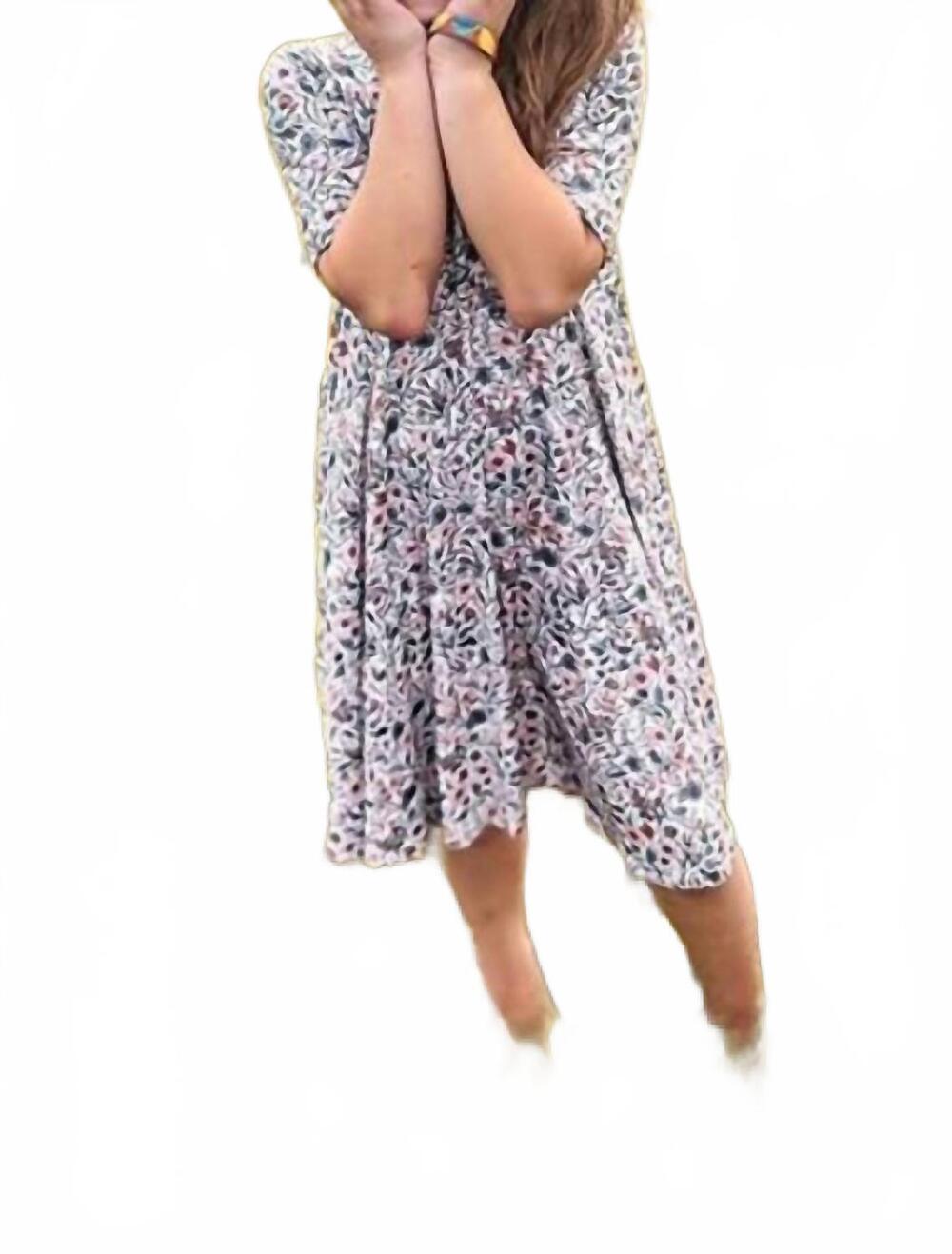 NEW LANDRIE LOU muted floral twirl bamboo dress in multi